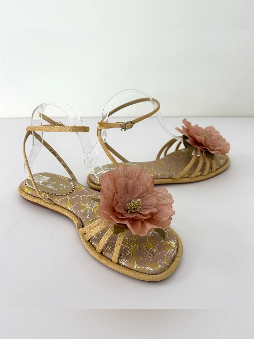 Circus NY Olana Blush Flower Accent Strappy Sandal NWT Dusty Yellow 8